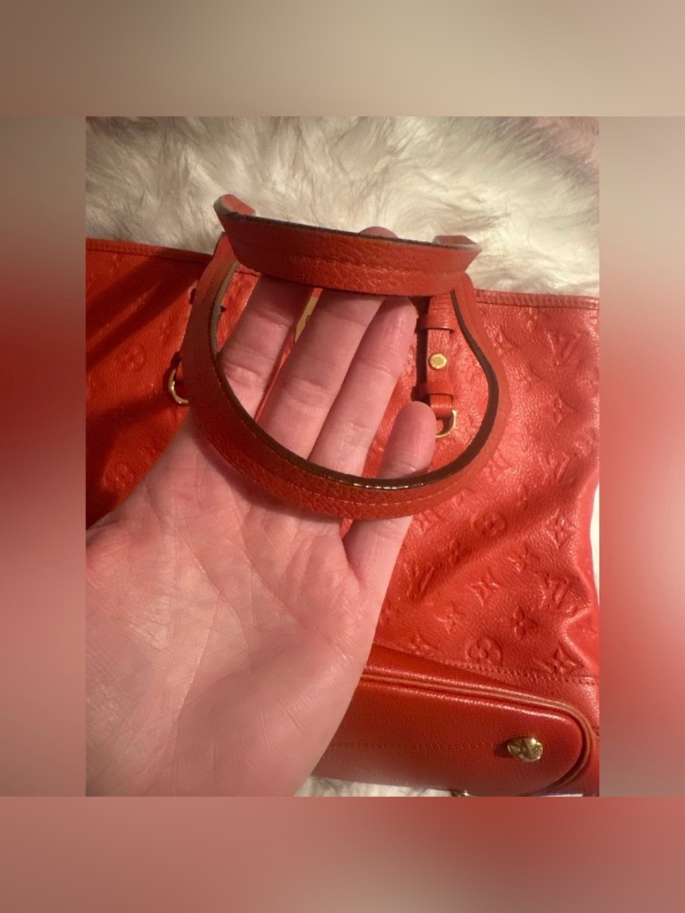 ❤️Authentic LOUIS VUITTON AH1142 Citadine PM Monogram Empreinte Tote Bag Red - Picture 11 of 16